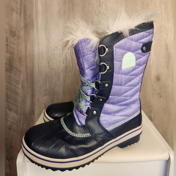 Sorel NEW Girl´s Purple Black Joan Of Arctic Fur Mid-Calf Winter Boots Size 6 - Picture 6 of 8